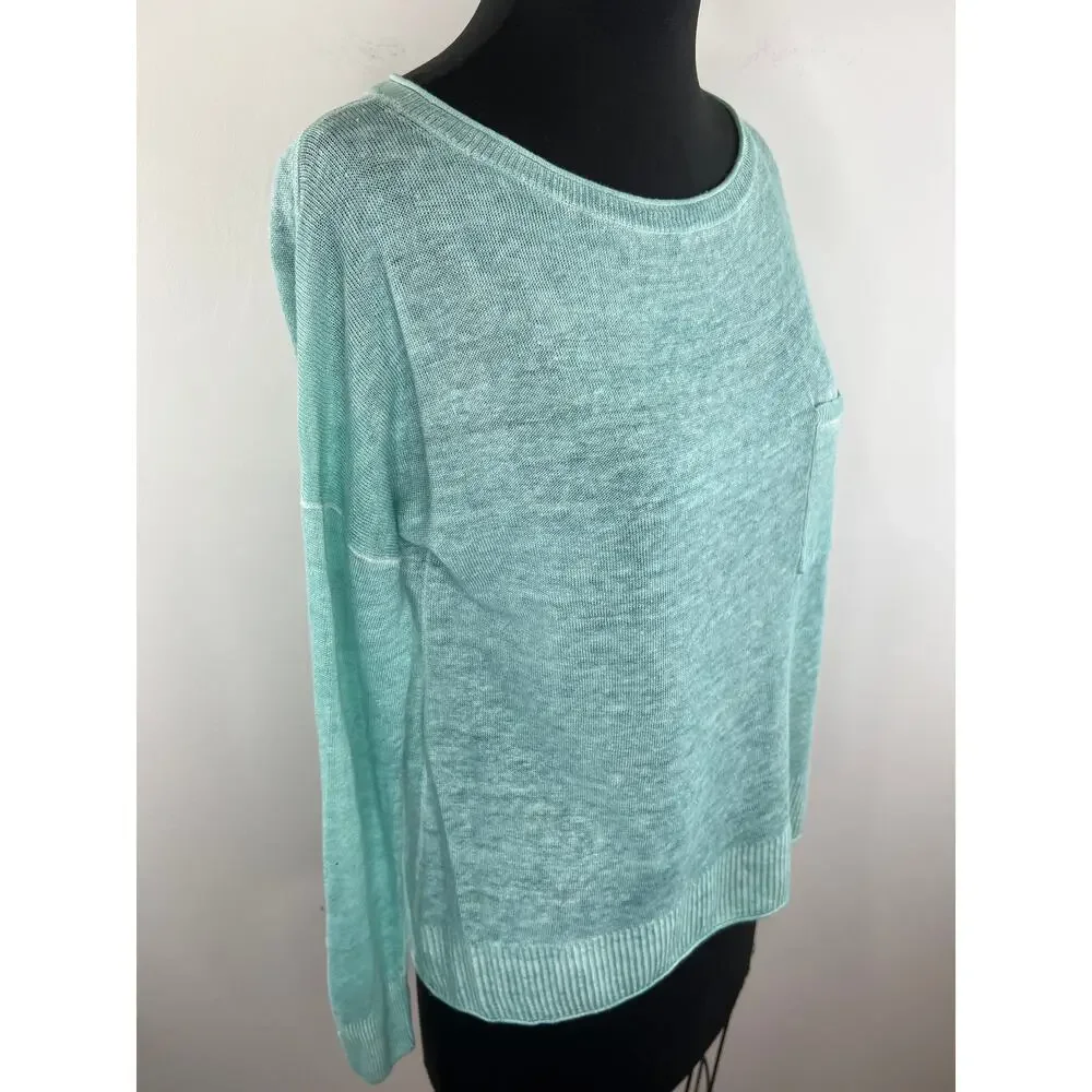 J. Crew Green Long Sleeve Women's Crewneck Faded Linen Sweater Size XXS
